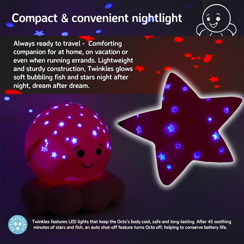 Cloud b Travel Comforting Nightlight Projector | Gentle Brightness | 3 Colors with Color Rotation Option | Auto-Shutoff | Octo Baby Pink...
