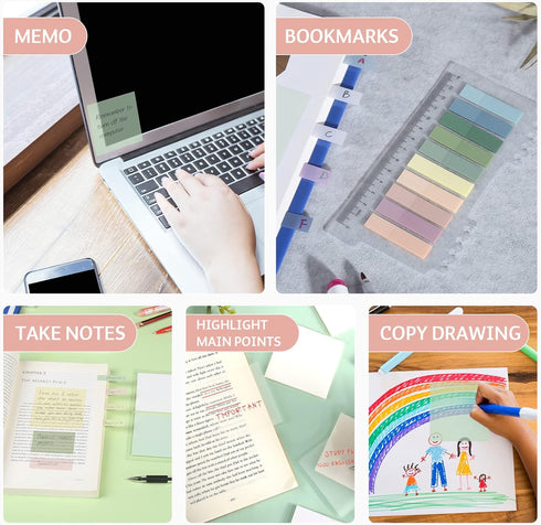 ONEDONE Transparent Sticky Notes,700 Sheets Clear Sticky Notes Tabs for Annotating Books, Translucent Sticky Notes w/Index Tabs Book Tabs Sticky T...