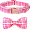 Lionheart glory Pink Plaid Dog Collar, Adjustable Dog Collar with Bowtie, Pet Gift Girl Collar for Dog Soft Bowtie Dog Collars for X-Small Puppy...