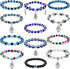 12 Pcs Evil Eye Beaded Charm Bracelets Blue Eye Bead Hamsa Stretch Bracelet Turkish Lucky Hand of Fatima Protection Bracelet for Women Men Blessin...
