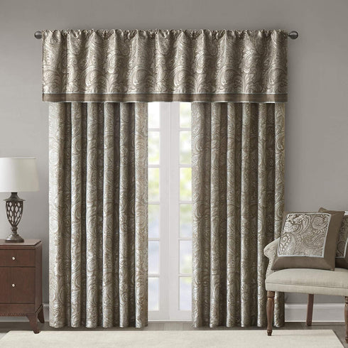 Madison Park Aubrey 2 Panel Curtain Faux Silk Paisley Jacquard, Rod Pocket Curtain for Living Room, Kitchen, Room Darkening Window Drape for Bedro...