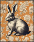 Posterizer 1 pcs-black and white bunny on a retro floral background-Art for Animal Lovers-GIft for Men Women Teens-Decor for Home & Office- unfram...