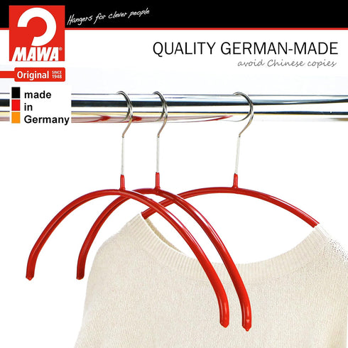 Mawa Euro Series Light Thin Non-Slip Space Saving Clothes Hanger Style 40/P, Set of 10, Red Pack of 10 10 Piece...