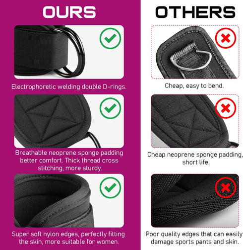 WALITO Gym Ankle Straps for Working Out - Glute Ankle Cuff Kickback Strap, Gym Cable Machine Accessories for Women Glute Leg Extensions, Hip Abduc...