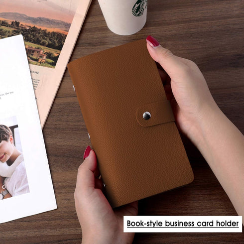 RFID Credit Card Holder for Women & Men, Large Business Card Organizer With 96 Slots, Store All Kinds of Cards and Important Bills (Brown)...