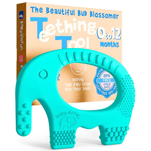 Teething Ring for Babies 0-6 Months - 5X Pain Relief Smart Teether - Zero Developmental Delay Silicone Teether - Cute Infant Chew Toy, Shower Gift...