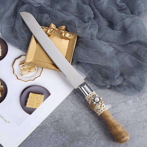 TANG SONG Set of 2 Rustic Wedding Cake Knife and Serving Set Wedding Cake Knife Serveing, Rustic Wedding Cake Knife Set for Parties Weddings Anniv...