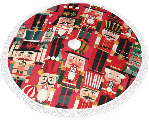 Christmas Time Nutcracker Sweet Christmas Tree Skirt Gorgeous Edge Tassel Lace for 30" Xmas Ornaments Decoration...
