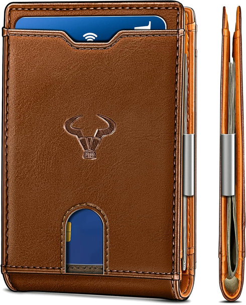 BULLIANT Men Wallet, Slim Leather Wallet Money Clip for Gift Men 3"X4.3" RFID Blocking 11 Cards...