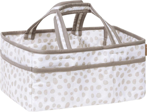 Sydney Storage Caddy-Dalmatian Dot Body and Handles, Dalmatian Dot Lining, Solid Gray Trim, Grays, White, Two Handles, 12 in x 6 in x 8 in...