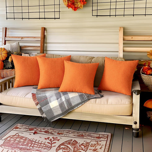 MIULEE Fall Pack of 4 Decorative Outdoor Throw Pillow Covers Linen Waterproof Pillow Covers Farmhouse Cushion Cases for Patio Garden Tent Balcony ...