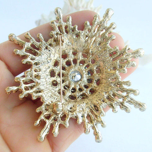 Sindary Wedding 3.15" Sunflower Brooch Pin Pendant Rhinestone Crystal BZ6014...