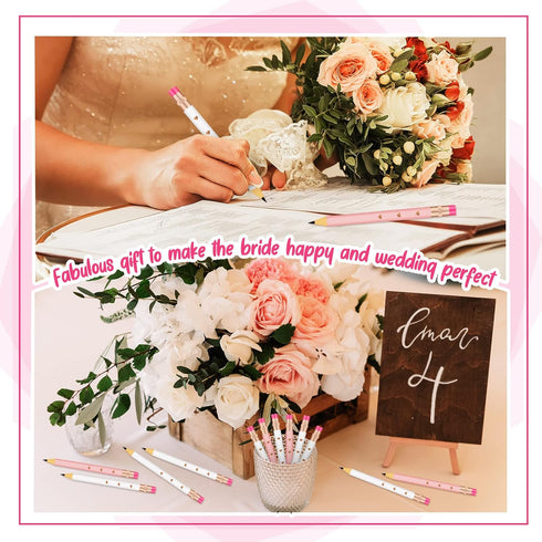 CHENGU 48 Pcs Half Pencils with Eraser Bridal Shower Pencils Mini Pencils Golf Pencils Rose Gold Heart Pencils White Pink Pre Sharpened Pencils We...