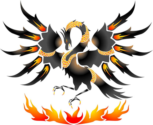 Phoenix Stencil, 17 x 14 inch (L) - Classic Mythical Dragon Bird Stencils for Painting Template...