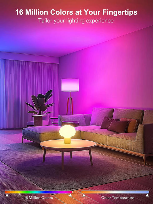 Smart Light Bulbs, Color Changing A19 LED Light Bulb, Work with Alexa and Google Assistant, Wi-Fi & Bluetooth Light Bulbs, 16 Million Colors RGBCW...