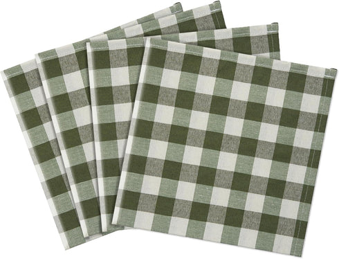 Buffalo Check Dinner Table Napkins, 4 Pack, Sage - 17" x 17" - Premium Quality Plaid Cloth Napkins are Durable, Wrinkle-Resistant, Stain Repellent...