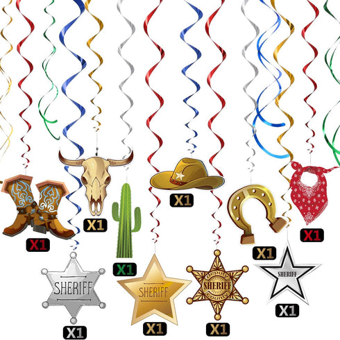 Western Party Decorations Pack Hanging Swirls Foil Swirls Party Ceiling Decorations Western Cowboy Theme Party Barnyard Theme Birthday Baby Shower...