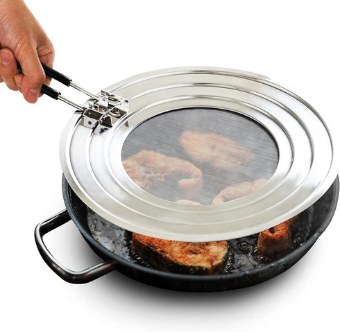 Dishwasher-Safe Splatter Screen Splash Guard for Kitchen Frying Pan Grease - Shields 99% of Stove Top from Bacon, Oil, or Deep Fryer - Easy to Cle...