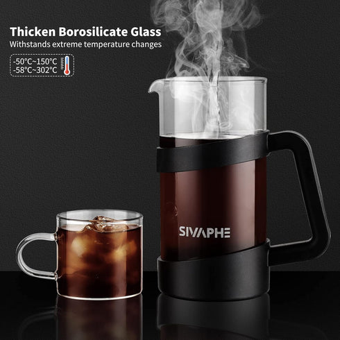 Sivaphe Small French Press 12oz Light-weight Durable High Borosilicate Carafe/Tea Maker Single Serve Coffee Press Frothed Brewer...