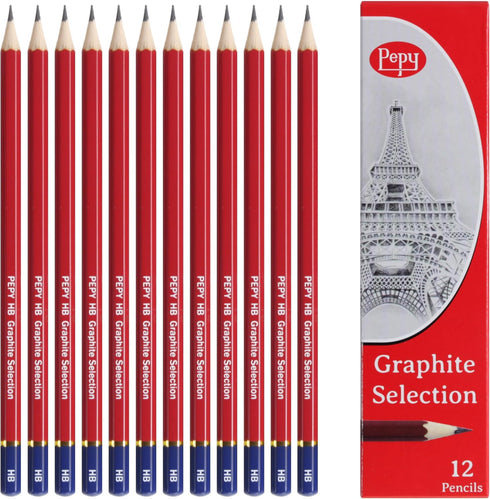 Pepy Graphite Professional Drawing Pencils - Set of 12 HB Pre-Sharpened Black Lead Pencils; Perfect for Drawing, Sketching and Shading, Graphic an...