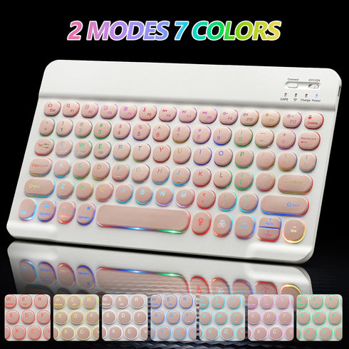 Bluetooth Keyboard and Mouse Combo for iPad - Rechargeable Wireless Keyboard & Mouse with 7-Color Backlit Compatible with iPad 9th/8th Gen, iPad P...