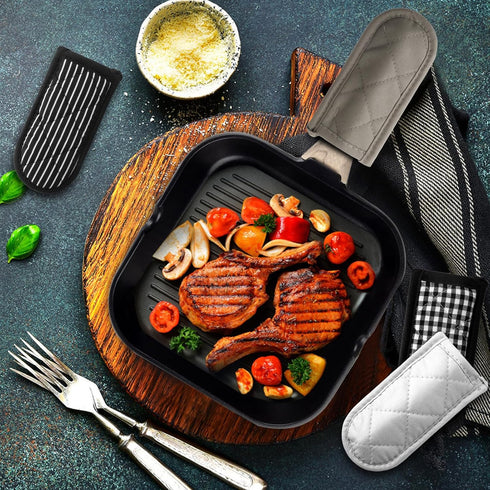 4 Pieces Pan Handle Sleeve, Pot Handle Covers Heat Resistant Iron Skillet Handle Covers Machine Washable Pot Pan Skillet Handle Holder Sleeves for...