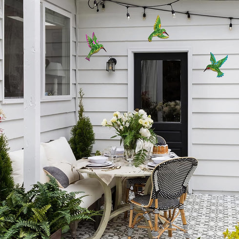 Yardancer Hummingbird Wall Art Decor 3pcs, Metal Hummingbird Decor Hanging for Bathroom Bedroom Living Room Kitchen Terrace -Wall Sculpture Art, H...
