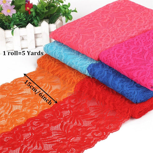 5 Yards Floral Lace Ribbon Stretch Tulle Lace Trim Elastic Webbing Fabric for DIY Jewelry Making Craft Clothes Accessories Gift Wrapping Wedding P...