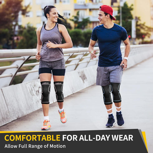 CAMBIVO 2 Pack Knee Braces for Knee Pain, Knee Compression Sleeve for Men and Women, Knee Support for Meniscus Tear, Running, Weightlifting, Worko...