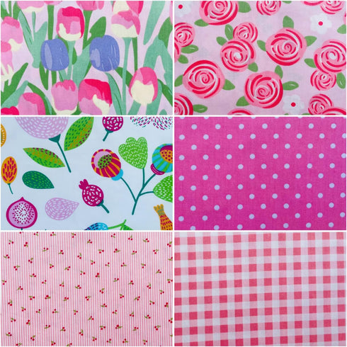 Pink Rose Fat Quarters Fabric Bundles Baby Girls Fabric for Quilting Light Pink Tulip Floral Fabric Bundles 18 x 22 Cute Baby Quilt Fabric for DIY...
