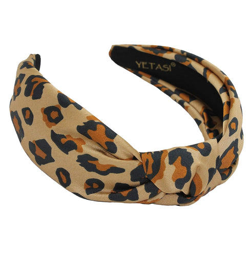 Brown Satin Cheetah Knotted Headband for Women is Classy. Head bands for Women's Hair Designer Headbands for Women are Cute Leopard Headband...