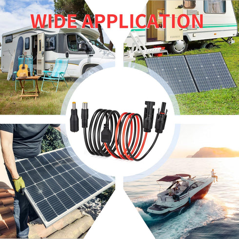 Solar Panel to DC 8MM Adapter,14AWG 6FT Solar Connector to DC 8MM Male Converter Cable with DC 5.5×2.5mm Converter for Portable Power Station Sola...