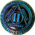 2 Year AA Medallion Reflex Rainbow Plated Black Sobriety Chip II...