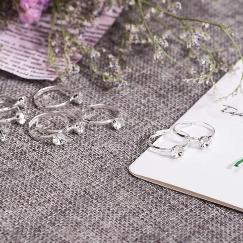 Whaline 36 Packs Diamond Engagement Rings Bridal Shower Rings for Wedding Table Decorations, Party Supply, Favor Accents, Cupcake Toppers...