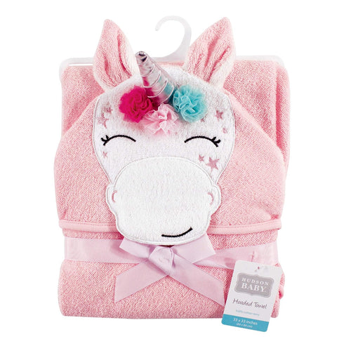 Hudson Baby Unisex Baby Cotton Animal Face Hooded Towel, Whimsical Unicorn, One Size...