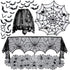 5pack Halloween Decorations Tablecloth Runner Black Lace Round Spider Cobweb Table Cover Fireplace Mantel Scarf Spiderweb Fireplace Scarf Spider L...