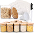 Houseables Glass Spice Jars, Storage Containers, Airtight Bamboo Lid, 12 Pack, 6 oz, Food Canister Sets For Kitchen Counter, Jar, Lids, Flour, Bro...