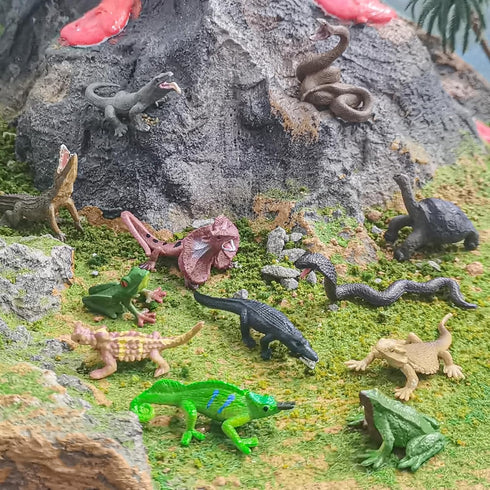 12PCS Mini Amphibians Set,Reptiles Animals Rainforest Wildlife Toy Set Lizard,Tortoise,Snake,Iguana,Tree Frog,Crocodile,Chameleon,Party Favor for ...