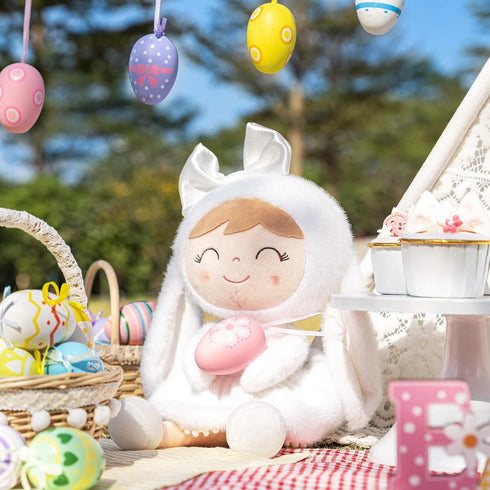 Gloveleya Baby Girl Gift Plush Bunny Dolls First Baby Doll Toddlers Rabbit Toy Bunny Gifts for Girl White 12 Inches...