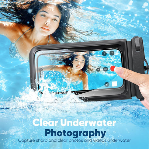 Waterproof Phone Pouch (2-Pack), BG02 IPX8 Double Storage Lanyard Waterproof Phone Case Compatible with iPhone 15 Pro Max, Samsung Galaxy S23 Ultr...