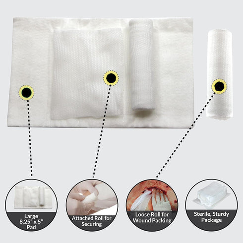 Ever Ready First Aid EverStop First Aid Blood Stopper Compress Multi-Purpose Wound and Trauma Dressing - FSA/HSA Eligible - 6 Pack...