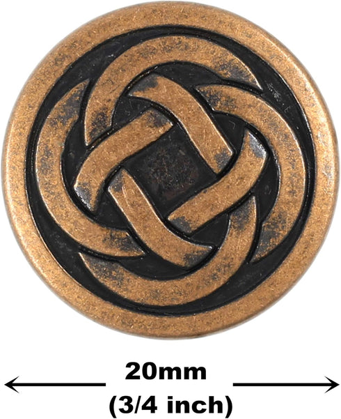 Bezelry 12 Pieces Tiny Celtic Knot Metal Shank Buttons. 20mm (3/4 inch) (Antique Copper)...