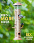 iBorn Metal Bird Feeders Brushed Copper Wild Bird Feeder for Outdoors Hanging All Metal Brushed Copper Finishing 14 Inch 6 Port(Seed is not Includ...