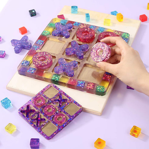 LET'S RESIN Large Tic Tac Toe Resin Mold 2Pcs, Tic Tac Toe Molds for Resin Casting, Large Epoxy Resin Silicone Molds for DIY Tabletop Board Game,T...