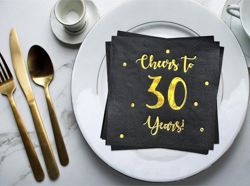 Cheers to 30 Years Cocktail Napkins | Happy 30th Birthday Decorations for Men and Women and Wedding Anniversary Party Decorations | 50-Pack 3-Ply ...