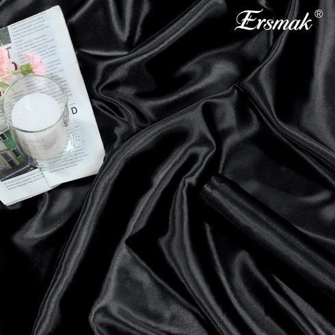 Black Satin Fabric by The Yard, 60" Wide Shiny & Soft Charmeuse Silky Satin Fabric for DIY Craft, Wedding Decorations, Sewing, 1 Yard...