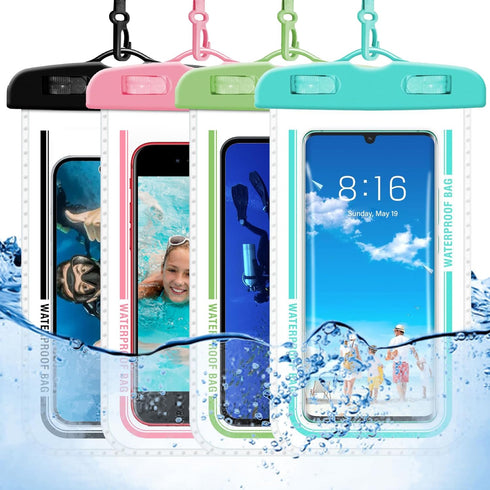 4 Pack Underwater Waterproof Phone Pouch, IPX8 Waterproof Phone Case with Lanyard, Multicolor Waterproof Case for iPhone 15 14 13 Pro Max Waterpro...