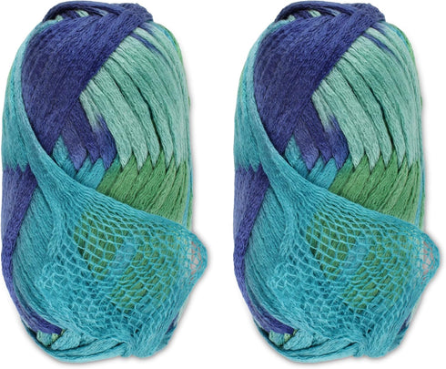 JubileeYarn Mesh Fishnet Yarn - Chunky Acrylic - 200g/Skein - Ocean Blue - 2 Skeins......