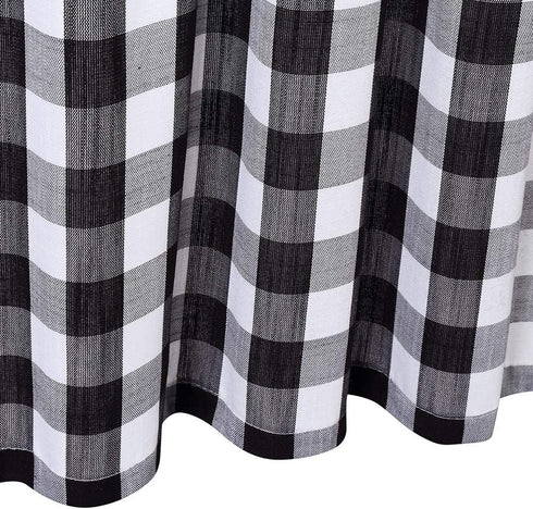 CAROMIO Cafe Curtains 45 Inch Length, Buffalo Plaid Gingham Pattern Rod Pocket Half Window Curtains for Kitchen Bathroom Window Curtain, Black and...