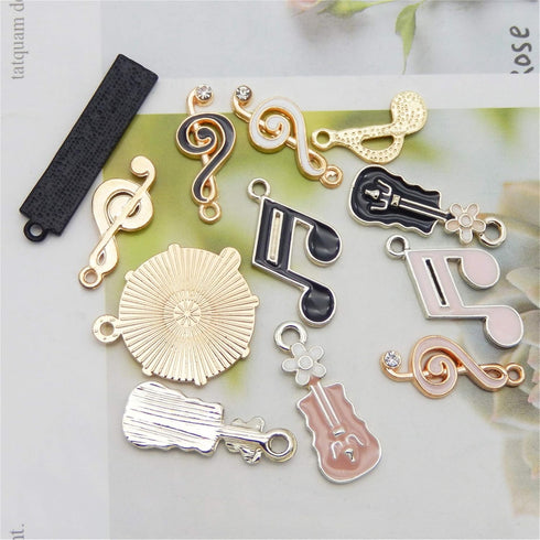 36pcs Enamel Music Notes Instruments Charms for Jewelry Making Wholesale Bulk Lot Piano Violin Musical Symbols Pendants...